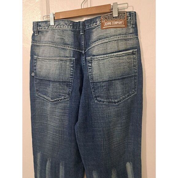 Focus vintage Mens Size 34×32 Baggy Grunge Y2k Look Jeans Denim Blue - Picture 5 of 9